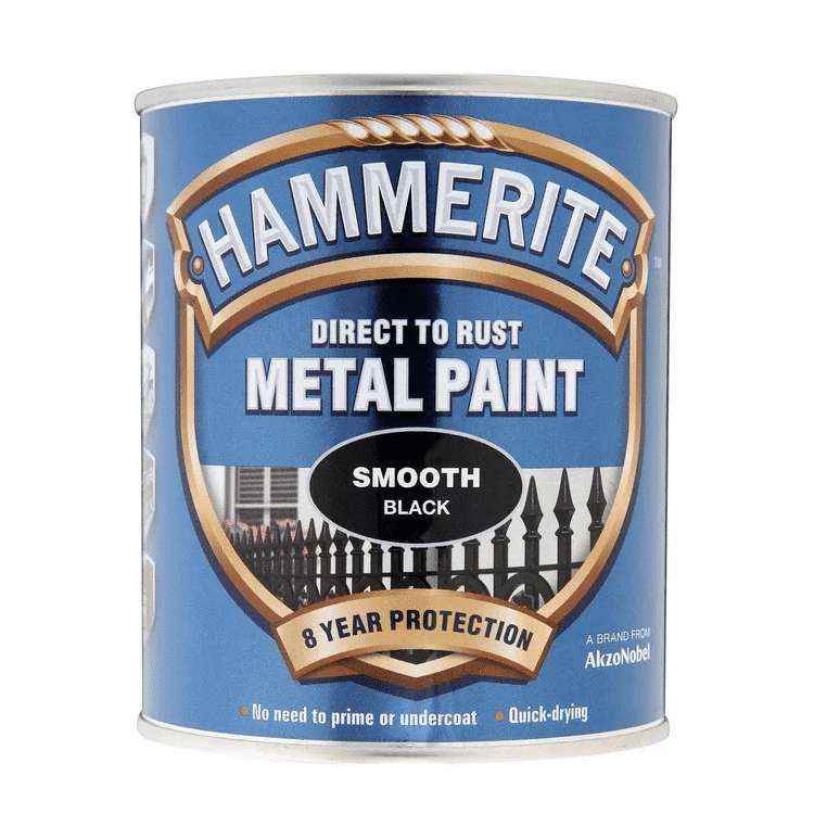 Hammerite Smooth Black Metal Paint 250ML Autofactors Waterford